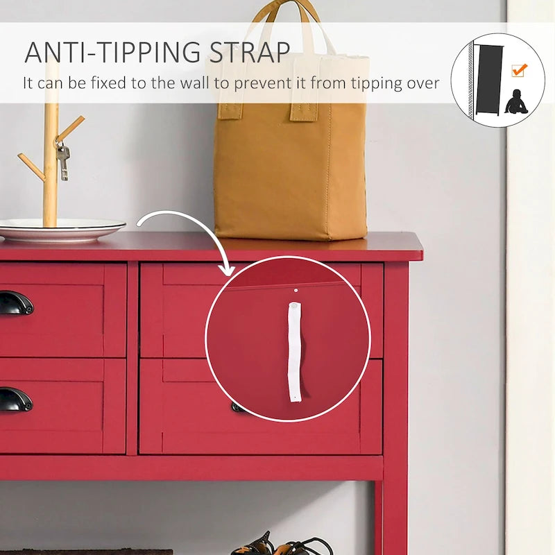 Sideboard Buffet Cabinet | 4 Drawers, Slatted Bottom Shelf, Kitchen & Living Room Storage