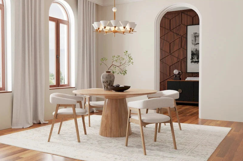 Cove Round Solid Wood Dining Table, Natural