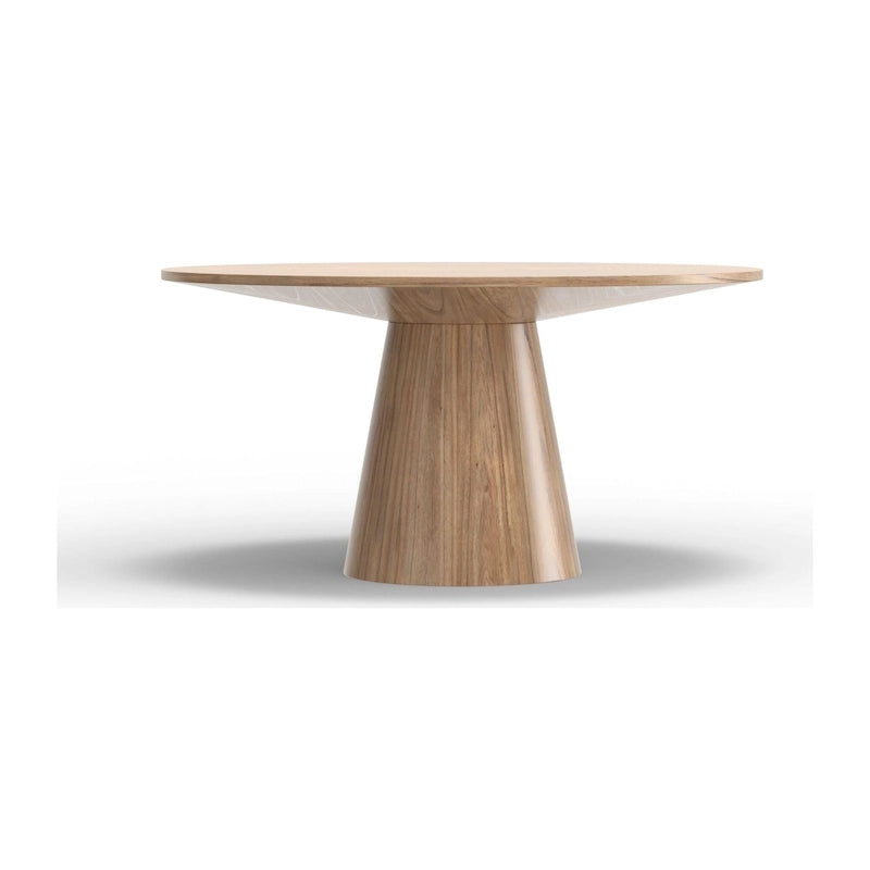 Round Solid Wood Dining Table | Mid-Century Modern | Single Pedestal | Malaysian Hardwood | Seats 4-6