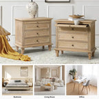 Muriel Farmhouse 3 Drawers Nightstand with Built-In Outlets Set of 2 by HULALA HOME