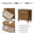 Farmhouse Nightstand Set of 2 | 3 Drawers, Built-In AC & USB Charging, Pull-Out Shelf, Wood Legs