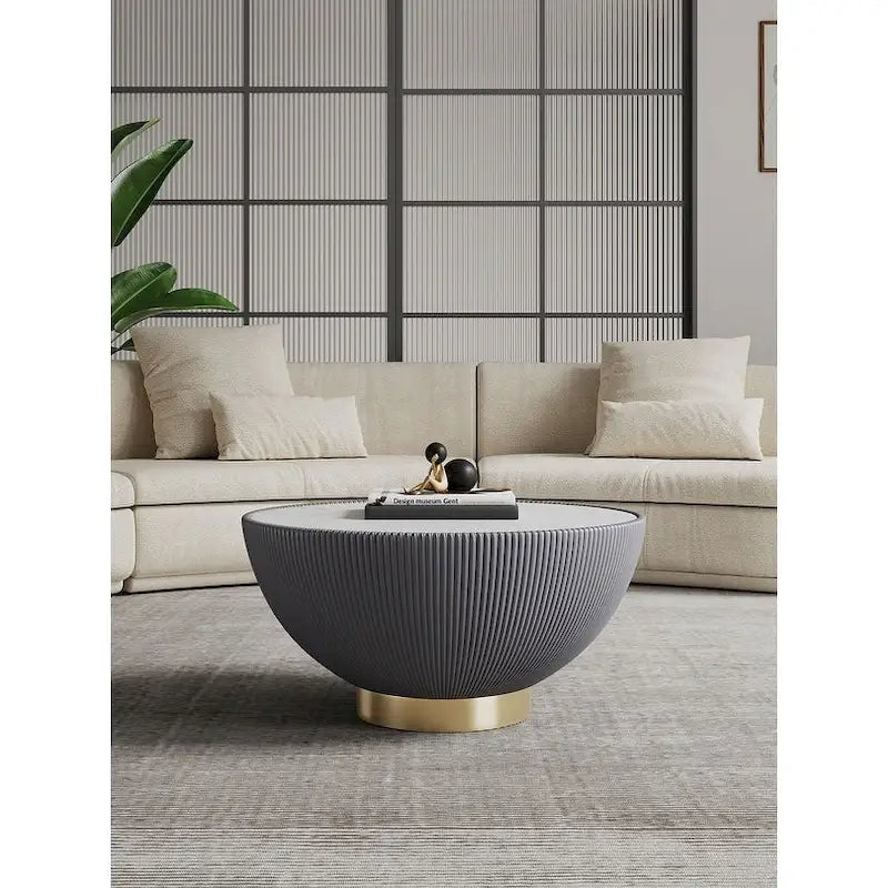 Modern Upholstered Coffee Table | Tufted Top, Wood Legs, Living Room Center Table