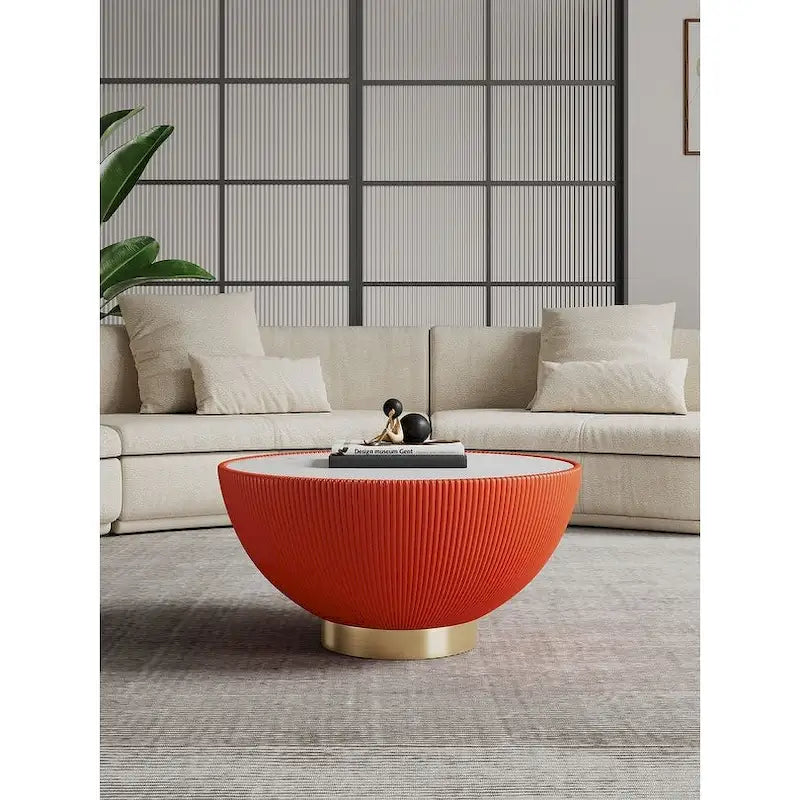 Modern Upholstered Coffee Table | Tufted Top, Wood Legs, Living Room Center Table