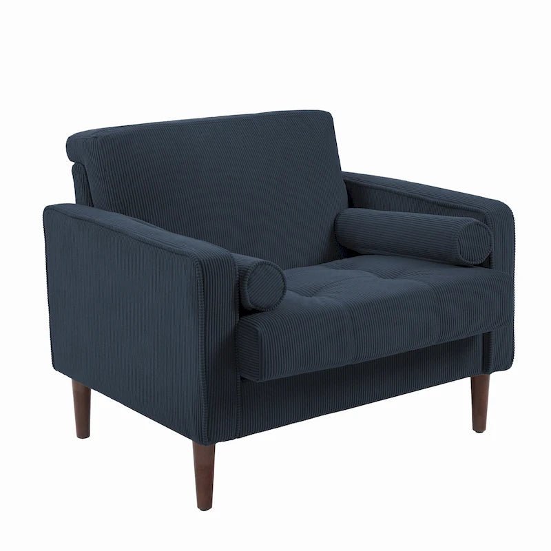 Modern Upholstered Corduroy Accent Chair With Arms Pillows