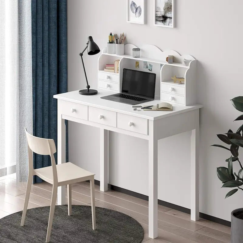 Writing Desk with USB Port Home Office Desk with 7 Drawers