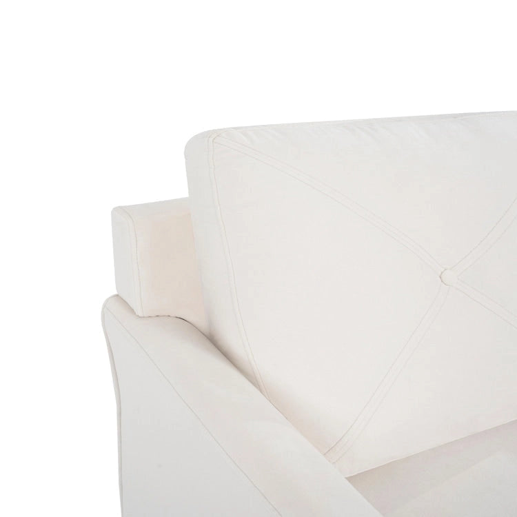 Microfiber Button Tufted Sofa for Small Spaces | Birch Wood Legs | 3-Seat Couch | Modern Style