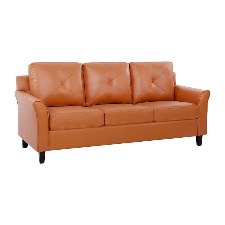 Microfiber Button Tufted Sofa for Small Spaces | Birch Wood Legs | 3-Seat Couch | Modern Style