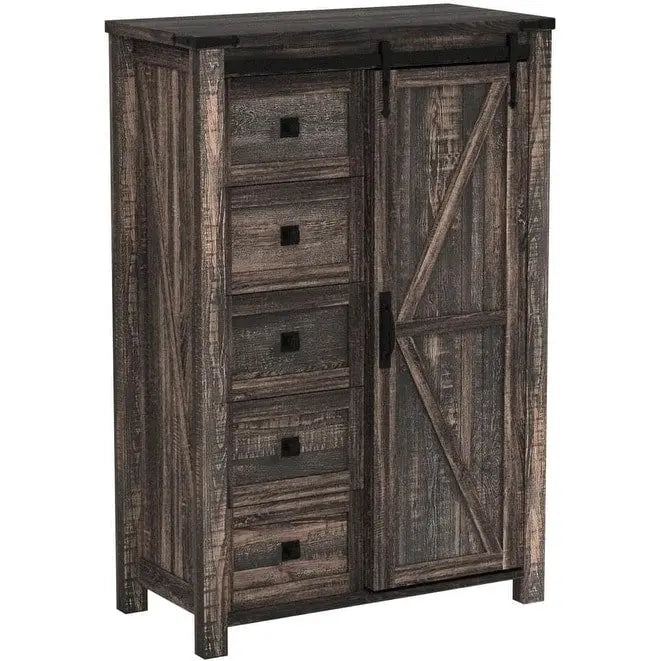 Farmhouse 5 Drawers Dresser, Chest of Drawers, Organizer Dresser