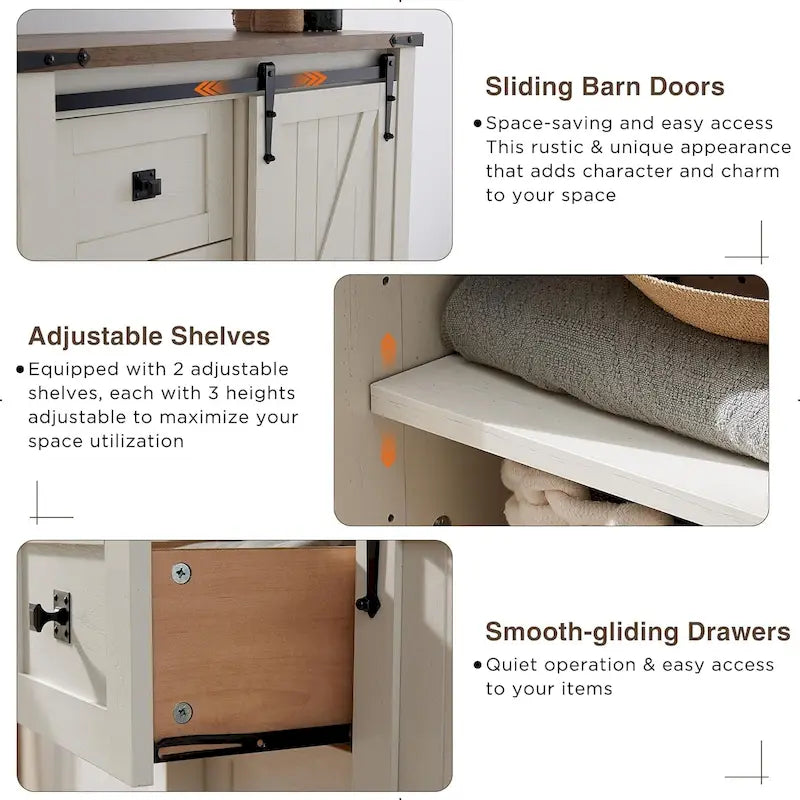 Farmhouse 5 Drawers Dresser, Chest of Drawers, Organizer Dresser