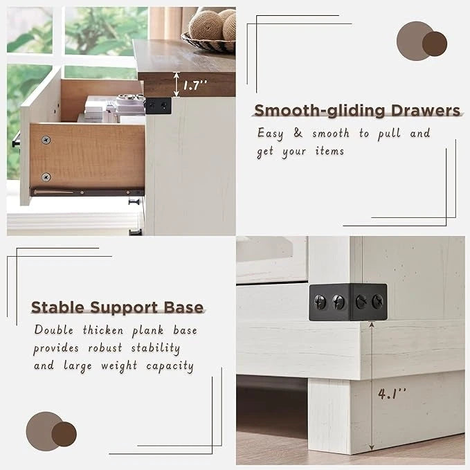 Farmhouse 5 Drawers Dresser, Wood Chest of Drawers, Closet Dresser