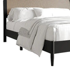 Mid-Century Modern Platform Bed | Curved Cane Headboard, Rubberwood, Twin/Full/Queen/King, No Box Spring