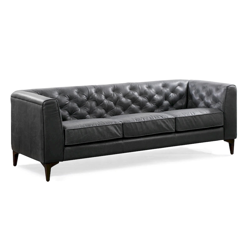 89" Full Grain Genuine Italian Leather Sofa | 3-Seat, Modern Living Room Couch