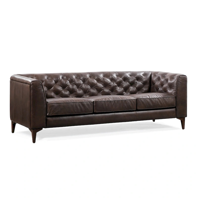 89" Full Grain Genuine Italian Leather Sofa | 3-Seat, Modern Living Room Couch