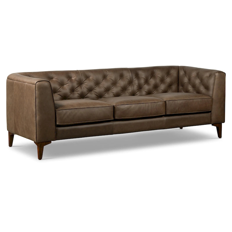 89" Full Grain Genuine Italian Leather Sofa | 3-Seat, Modern Living Room Couch