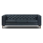 89" Full Grain Genuine Italian Leather Sofa | 3-Seat, Modern Living Room Couch