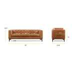 89" Full Grain Genuine Italian Leather Sofa | 3-Seat, Modern Living Room Couch