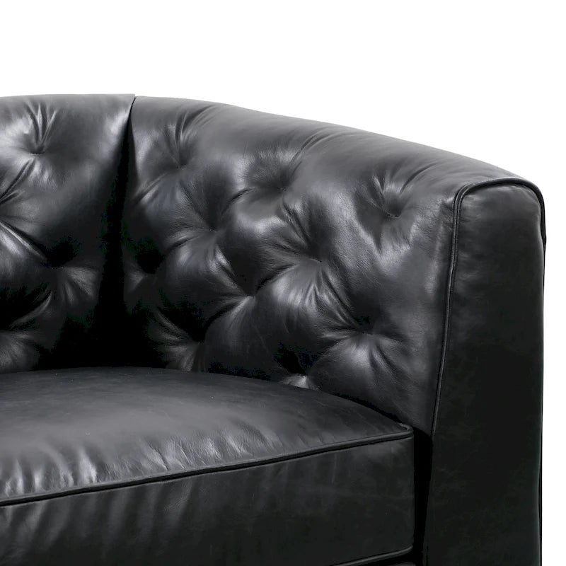 89" Full Grain Genuine Italian Leather Sofa | 3-Seat, Modern Living Room Couch