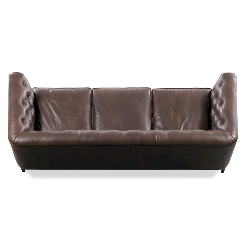 89" Full Grain Genuine Italian Leather Sofa | 3-Seat, Modern Living Room Couch