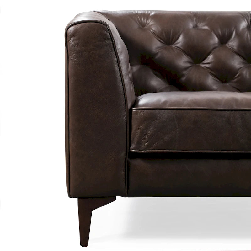 89" Full Grain Genuine Italian Leather Sofa | 3-Seat, Modern Living Room Couch
