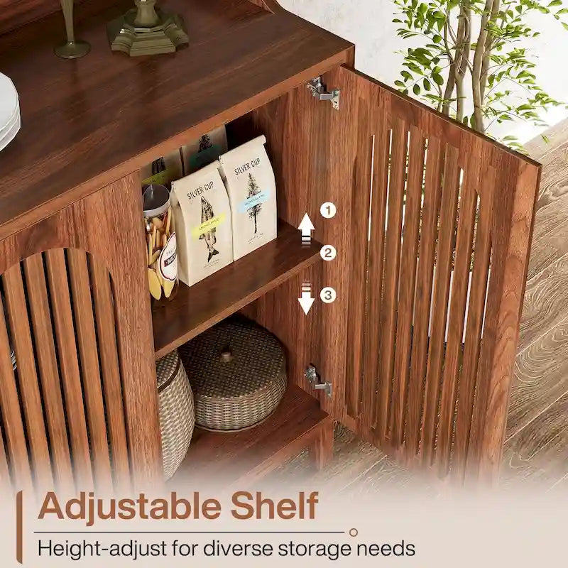 57 Farmhouse Sideboard Buffet Cabinet with Doors and Adjustable Shelf