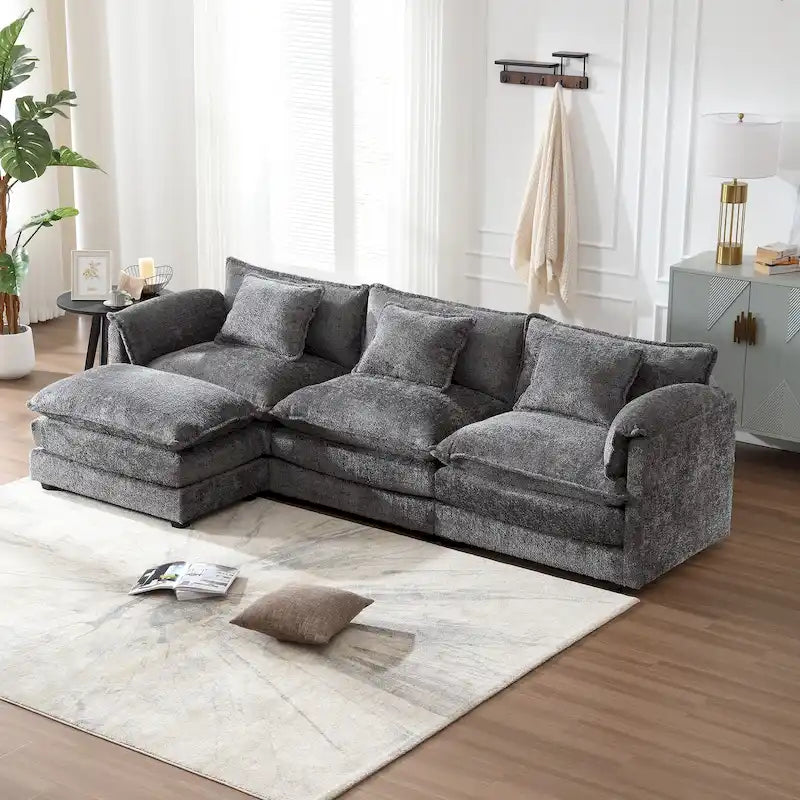 Chenille Fabric L-Shape Comfy Oversized three-seat Modular Sectional Sofa