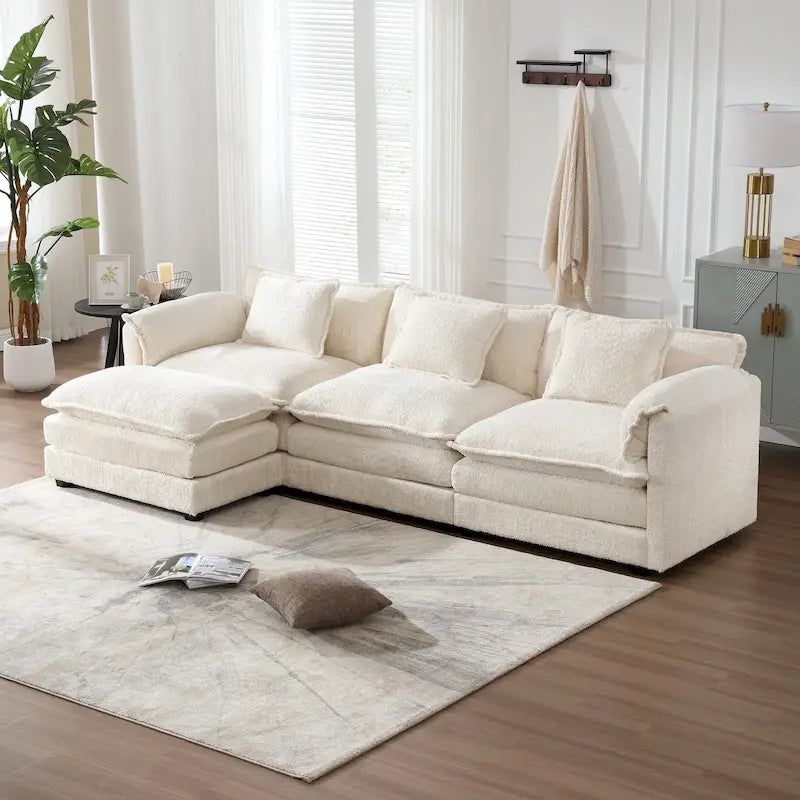 Chenille Fabric L-Shape Comfy Oversized three-seat Modular Sectional Sofa