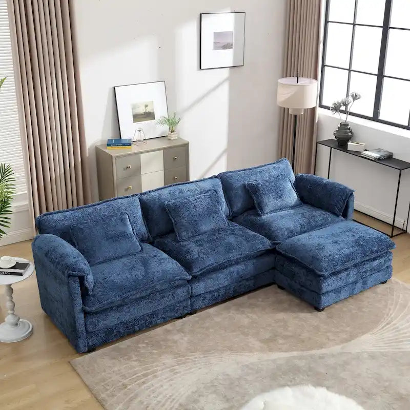 Chenille Fabric L-Shape Comfy Oversized three-seat Modular Sectional Sofa