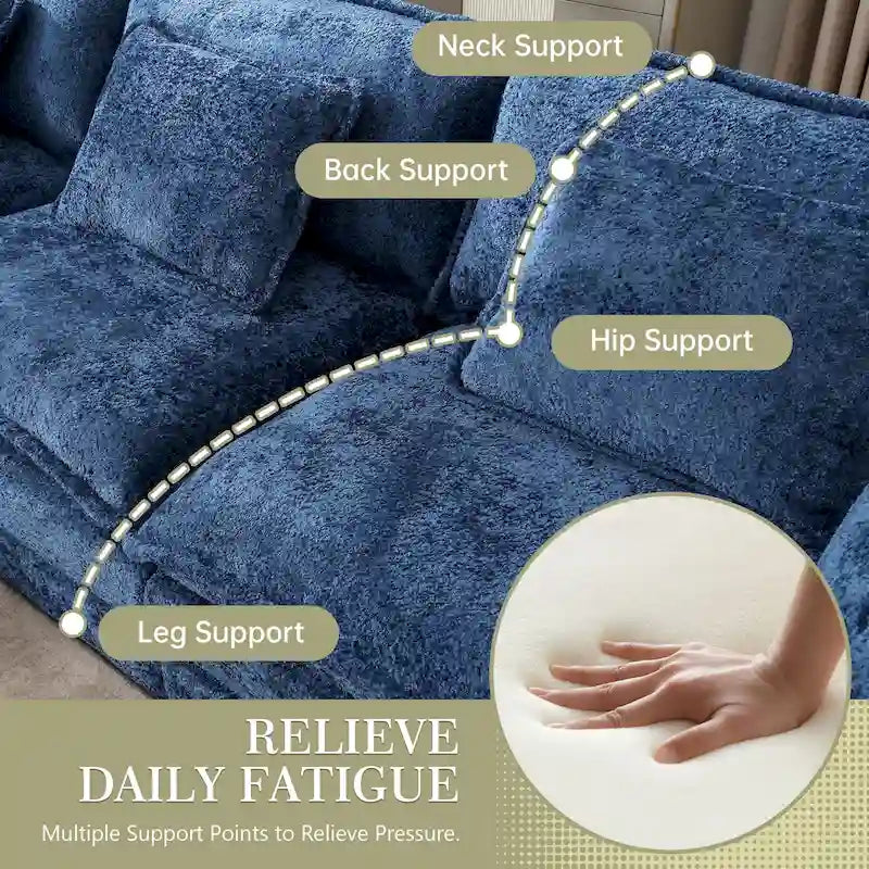 Chenille Fabric L-Shape Comfy Oversized three-seat Modular Sectional Sofa