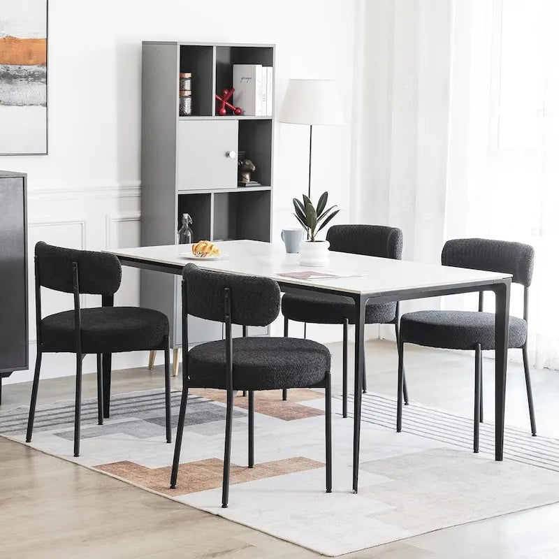 Dining Chairs Set of 2/4/6, Mid Century Modern Upholstered Boucle Kitchen Dining Room Chairs
