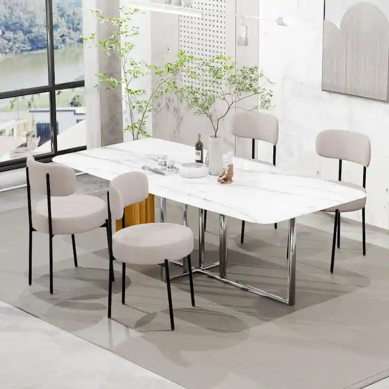 Dining Chairs Set of 2/4/6, Mid Century Modern Upholstered Boucle Kitchen Dining Room Chairs