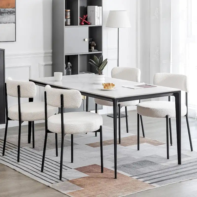 Dining Chairs Set of 2/4/6, Mid Century Modern Upholstered Boucle Kitchen Dining Room Chairs