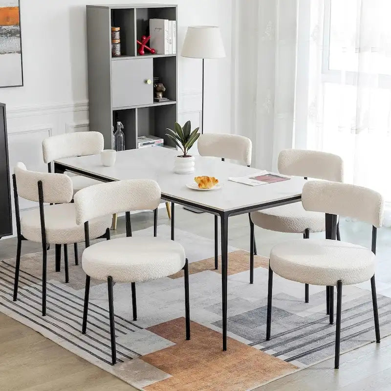 Dining Chairs Set of 2/4/6, Mid Century Modern Upholstered Boucle Kitchen Dining Room Chairs