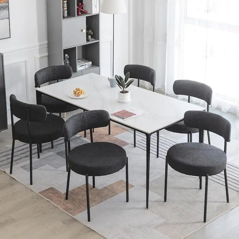 Dining Chairs Set of 2/4/6, Mid Century Modern Upholstered Boucle Kitchen Dining Room Chairs