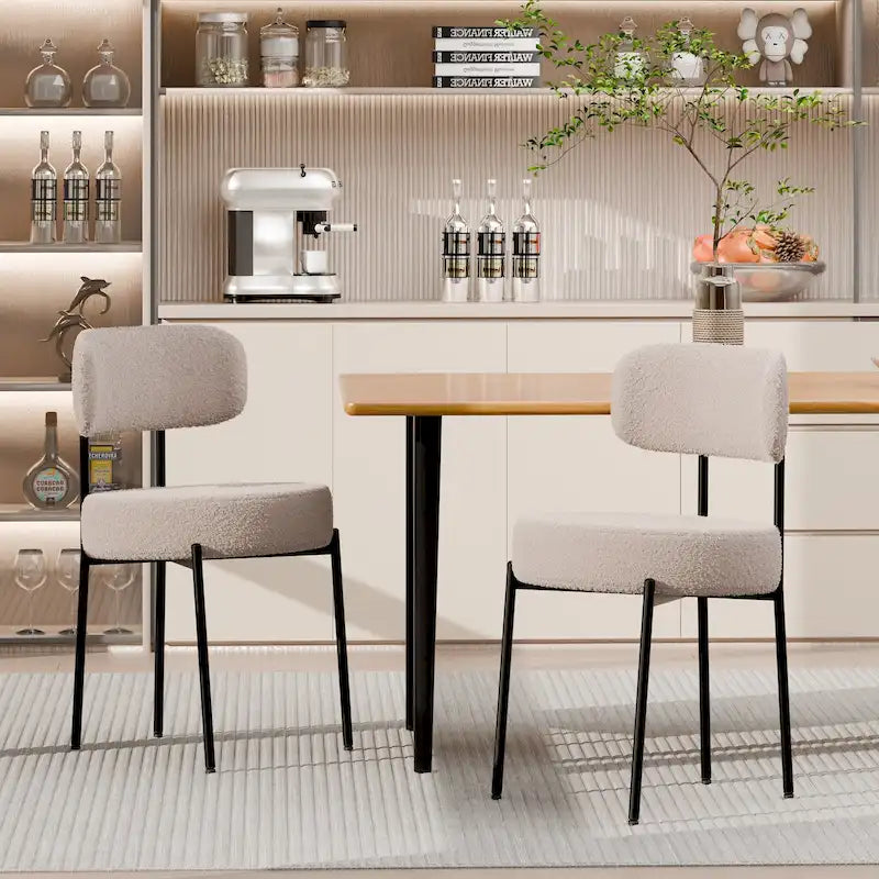 Dining Chairs Set of 2/4/6, Mid Century Modern Upholstered Boucle Kitchen Dining Room Chairs