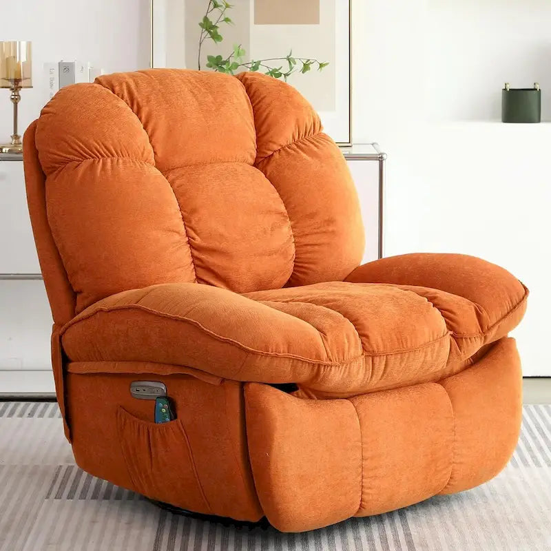 Swivel Power Recliner Chair | Massage, Heat, USB & USB-C Ports, Side Pocket, Living Room
