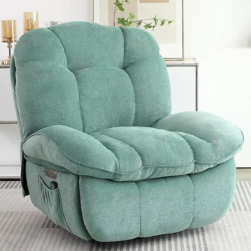 Swivel Power Recliner Chair | Massage, Heat, USB & USB-C Ports, Side Pocket, Living Room