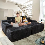 Long Plush Double Chaise Sectional Sofa | No Assembly Required, Soft Fabric, Living Room Couch