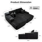 Long Plush Double Chaise Sectional Sofa | No Assembly Required, Soft Fabric, Living Room Couch