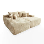Long Plush Double Chaise Sectional Sofa | No Assembly Required, Soft Fabric, Living Room Couch