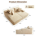 Long Plush Double Chaise Sectional Sofa | No Assembly Required, Soft Fabric, Living Room Couch