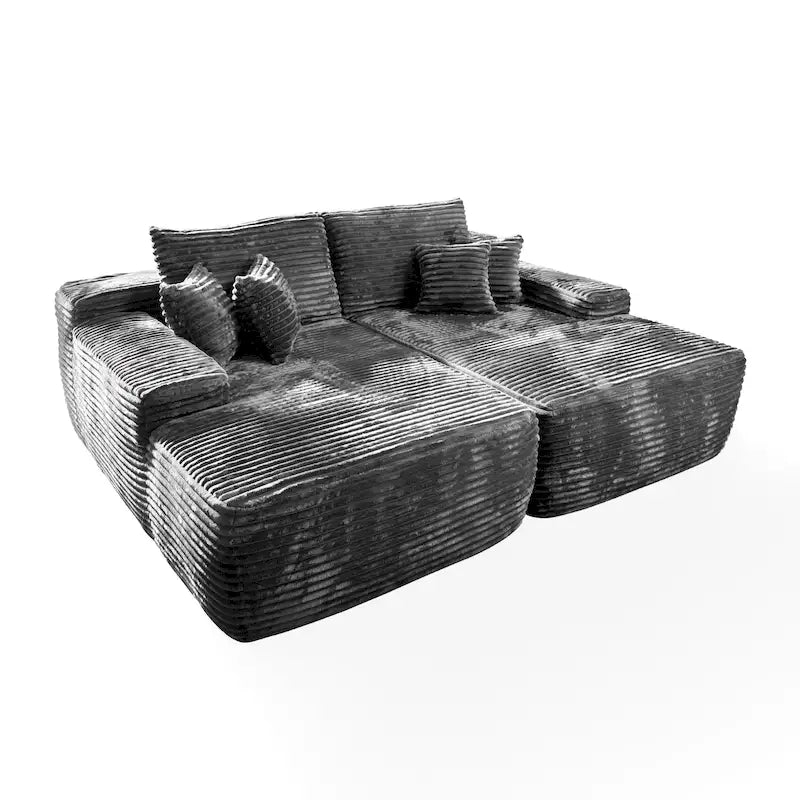 Long Plush Double Chaise Sectional Sofa | No Assembly Required, Soft Fabric, Living Room Couch